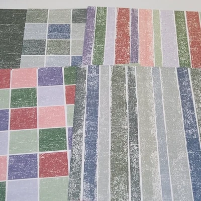 Lot 15 Pgs Paper Loft 12x12 Scrapbooking Paper Cardstock Distressed Green Blue - Image 1 of 4