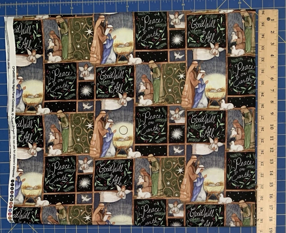 *OOP* NUEVO Susan Winget tela de algodón Paz en la tierra/Natividad por media yarda Foto 1 de 4