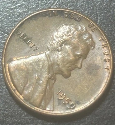 NO D Lincoln penny error “L”   On Liberty on Rim - Rare US Coin Errors 1959  - Image 1 of 4