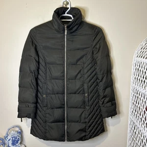 Kenneth Cole Reaction Puffer Coat Women’s Medium Green Down Zipper Casual Winter - Picture 1 of 12