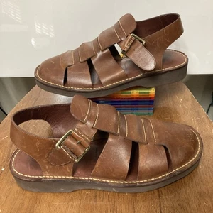 H. S. Trask Brown Leather Fisherman Sandals size 11 M 2072-7 Closed Toe Brazil - Picture 1 of 6