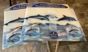 NOS Garden Party 16pc Placemat & Coaster Set Beautiful Dolphins Scene NIP - Picture 1 of 3