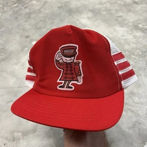 Raro Sombrero Publicitario Vintage Tres Rayas Snapback Morgan Mascota Espuma Bueno EE. UU. - Imagen 1 de 8