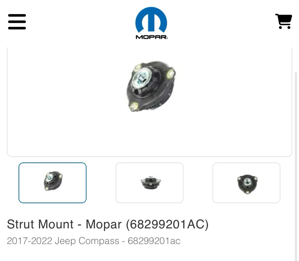 NUEVO Genuino Mopar 68299201AC Montaje Puntal Delantero 17-22 Jeep Compass Foto 1 de 4