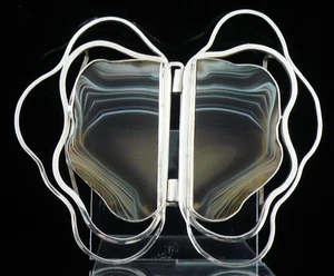 Sterling Silver & Agate Nurses Belt Buckle, Hallmarked Birmingham 1979 - Picture 1 of 12