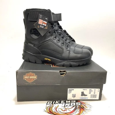 NEW Harley Size 12 Mens Maxson 6.25" WP Black Leather Biker Boots D96312-12 - Image 1 of 4