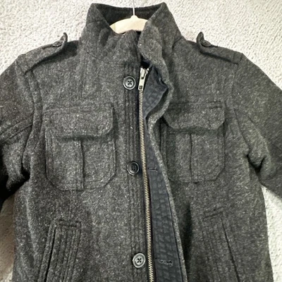 GAP Kids Boys Wool Jacket Coat XS Dark Gray Military Charcoal Peacoat - Image 1 of 4