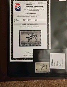 Certified #RW12- 1945- US Federal Duck Stamp-Very Fine-Extremely Fine Mint OG. - Picture 1 of 3