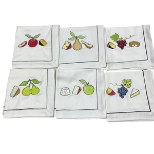 Crate & Barrel 6 Obst Fromage NEU im Karton 100% Baumwolle Servietten - Bild 1 von 3