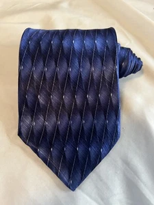 "Cravatta Croft & Barrow Blu/Argento Geometrica Tutta Seta Made in USA 57""x3,75" - Foto 1 di 7