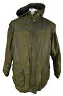 BARBOUR Durham Green Wax Jacket size C44/112Cm Mens Full Zip Hooded Outdoors