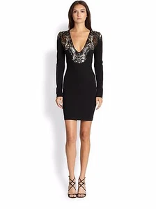 Roberto Cavalli schwarz Perlenrand Mantel Kleid IT 38 Neu mit Etikett - Bild 1 von 3