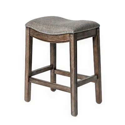 Maven Lane Kitchen Counter Stool Walnut Finish, Grey Fabric Upholstery(Open Box) - Image 1 of 4