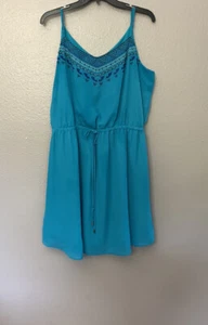 APT 9 blue/green shirt dress with collar Embroidery detail. Size XL - Picture 1 of 11