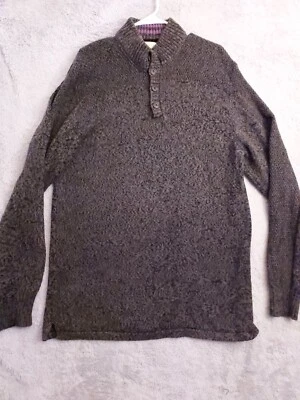 Territory Ahead Sweater Mens Large Tall LT Henley Heavyweight Mock Collar Gray - Image 1 of 4
