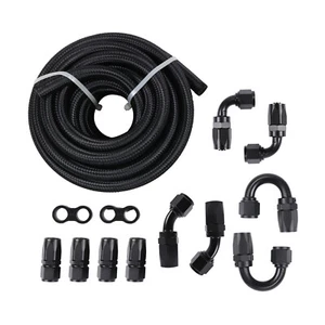 20FT 1/2" 8AN Nylon Braided Fuel Line Kit w/Oil/Gas/Fuel Hose Fittings Adapters - Picture 1 of 6