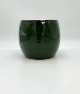 Charlotte Emerald Green Glossy Glazed Well Made Ceramic Plant Pot, 15cm - Picture 1 of 3