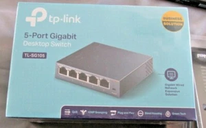 TP-Link 5-Port 1000Mbps Desktop Switch TL-SG105 Factory Sealed New in Box - Afbeelding 1 van 8
