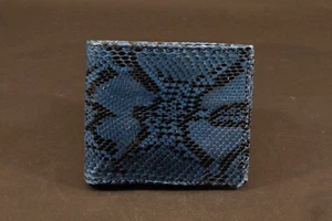 CARTERA MONEDERO HOMBRE VAQUERO AZUL PITÓN AUTÉNTICO CUERO MONEDERO ROMA 81 - Imagen 1 de 8