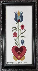 Blue Tulip - 1744 Fraktur~Three Sheep Studio - Picture 1 of 1