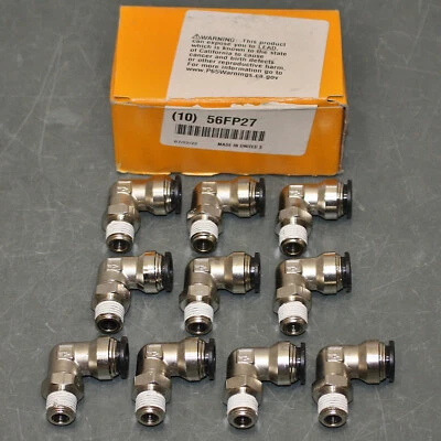 (10) Parker Swivel Elbow W169PW-8-4, 1/4" NPTF Pipe x 1/2" Tube, Nickel Brass - Image 1 of 4