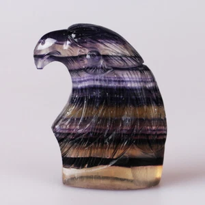 2.7" Natural Rainbow Fluorite Quartz Crystal Hand Carved Eagle Skull Carving 004 - Imagen 1 de 4