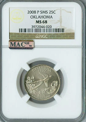 2008 P NEW MEXICO QUARTER NGC MS 68 SMS PQ 2ND FINEST GRADE MAC SPOTLESS. - Image 1 of 4