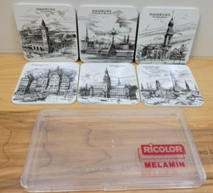 Hamburgo Alemania Posavasos Escenas de Ciudad Alemania Occidental Melamina Ricolor Juego de 6 - Imagen 1 de 11