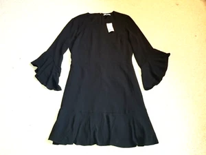 NWT Womens Dress-BAR III-black silky lined "Midnight Bloom" ruffled whimsigoth-6 - Picture 1 of 6