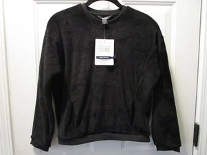 ATHLETA GIRL FEELIN' GOOD 2.0 BLACK PLUSH SWEATSHIRT SIZE LARGE/ 12  NEW - Picture 1 of 6