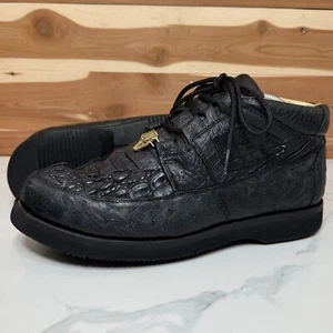 Los Altos Men's Genuine Caiman with Smooth Ostrich Casual Shoes Lace Up size 9 - Picture 1 of 15