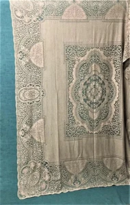 Classic Canterbury Lace Tablecloth 76 x 92 Organic Cotton Brown Dining Room - Picture 1 of 12