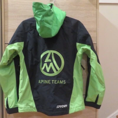 Spyder Alpine Teams Black Green Youth Boys Snowboard Hooded Ski Jacket Sz 16 - Image 1 of 4