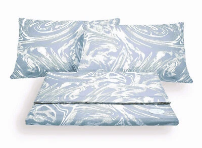 Completo Letto Set Lenzuola Federe Fantasia Stampa Splash Onde 100% Cotone - Immagine 1 di 4