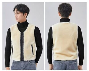 Double-Sided Insulated Cotton Vest with Fleece-Lined and Quilted Design, Unisex - Picture 1 of 6
