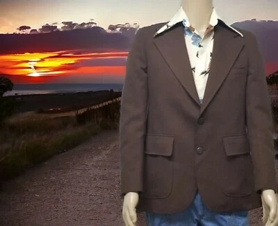 Винтажный 60-х 70-х годов TOWNCRAFT коричневый JCPENNEY Blazer полиэстер костюм Куртка Пальто мужской  - Изображение 1 из 4