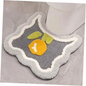 Toilet Rug U-Shaped, Floral Non-Slip Bath Mat, Soft Plush Contour Grey 22x20" - Picture 1 of 7