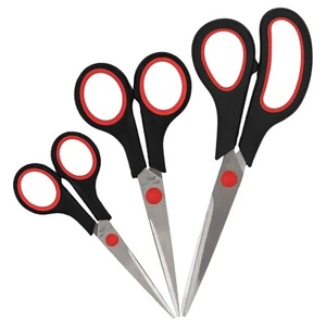 Schere 3er Set Stoffschere Papierschere Haushaltsscher Basteln Küchenschere Rot - Bild 1 von 5