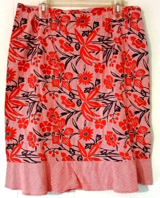 harve benard falda mujer talla 16 rojo gingham floral 100% algodón nueva con etiquetas Foto 1 de 4
