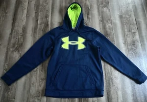Felpa con cappuccio pullover uomo Under Armour Storm vestibilità ampia blu con logo giallo taglia small - Foto 1 di 9