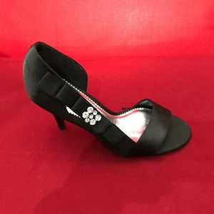 Sandalias Debut Negro D'Orsay Joya Lateral Bow Tacones Reino Unido 6/39 - Imagen 1 de 12