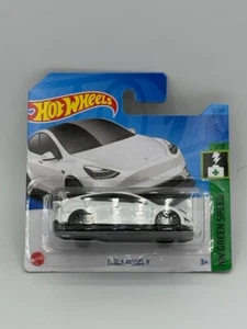 HOT WHEELS SHORT CARD TESLA MODEL Y HW GREEN SPEED NEW WHITE - Picture 1 of 1