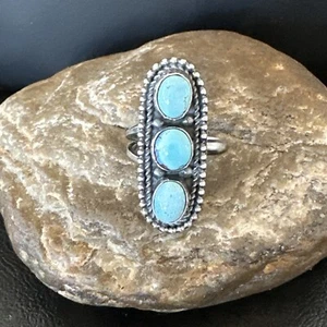 Anillo Navajo Turquesa Mujer Azul Dry Creek Plata de Ley Talla 9 18617 - Imagen 1 de 14