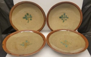 MID CENTURY JAPANESE STUDIO POTTERY PLATES 4 MATCHING BERNARD LEACH style #3745 - Picture 1 of 12