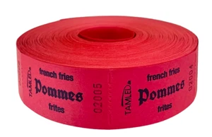 Bonrolle Pommes frites rot Wertmarke Wertbon 1000 Bon / Rolle Pfandmarke Marke - Bild 1 von 1