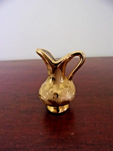 Miniature Dixon Art Studio Ceramic Pitcher 22K Weeping Gold - Picture 1 of 5