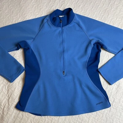Patagonia Axuwool Women's Medium Half Zip Wool Blend USA Made Blue - Image 1 of 4