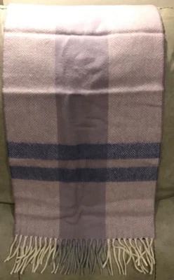 Винтажный лавандовый фиолетовый шарф в елочку из 100% овечьей шерсти 54 дюйма x 11,5 дюйма шикарный - Изображение 1 из 4