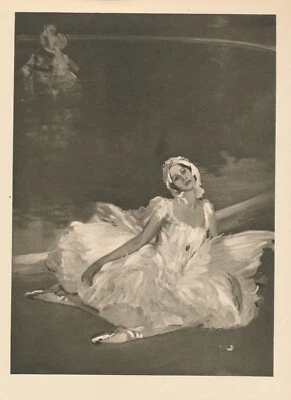 Impresión de arte antigua original de 100+ años antigua c1924 LA MUERTE DEL CISNE de John Lavery Foto 1 de 2