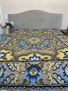 VINTAGE ITALIAN SILK COTTON BROCADE WOVEN JACQUARD THROW BLANKET TAPESTRY 72x83 - Picture 1 of 12